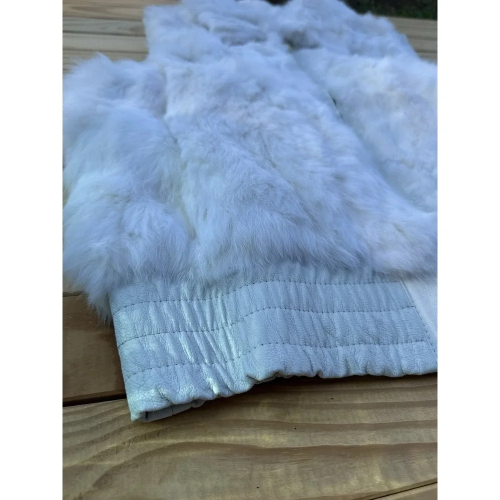 Y2K Women's Beyonce House‎ of Dereon White Genuine Rabbit Fur Leather Vest Sz 3X